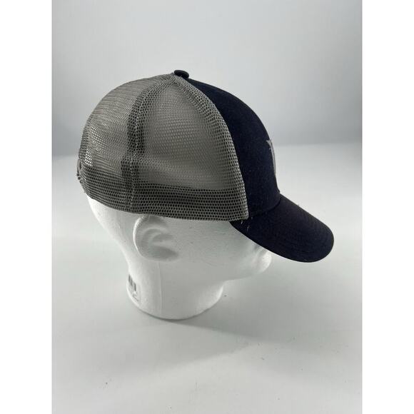 Hurley Icon Solid Flat Trucker Cap / Hat Adjustable Snapback Navy Blue Gray - Picture 4 of 4